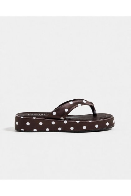 Leroy Women's Platform Sole Polka Dot Detail Flip-Flops Stylish and Comfortable Summer Slippers