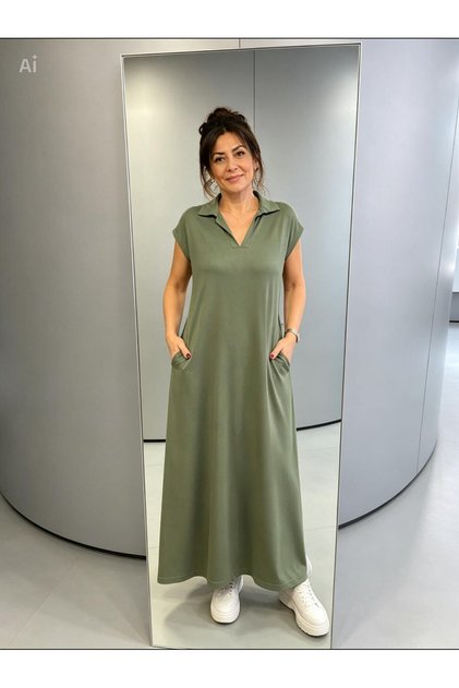 Women's Polo Collar Casual Pique Modal Fabric Dress