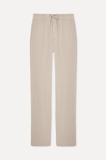 Men's Beige Color Straight Fit Linen Trousers