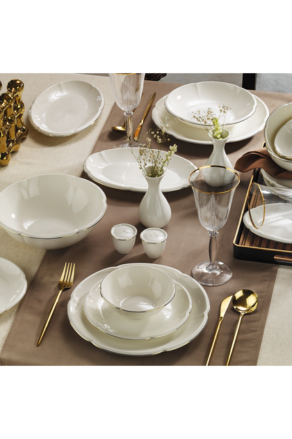 EVALIZA Terra Royal Gold 32 Parça 6 Kişilik Yemek Takımı - Fiyatı