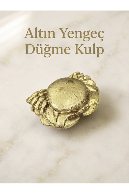 Altın Yengeç Düğme Kulp Tek Delikli Mobilya Çekmece Ve Dolap Kulpu (Vida Dahil)