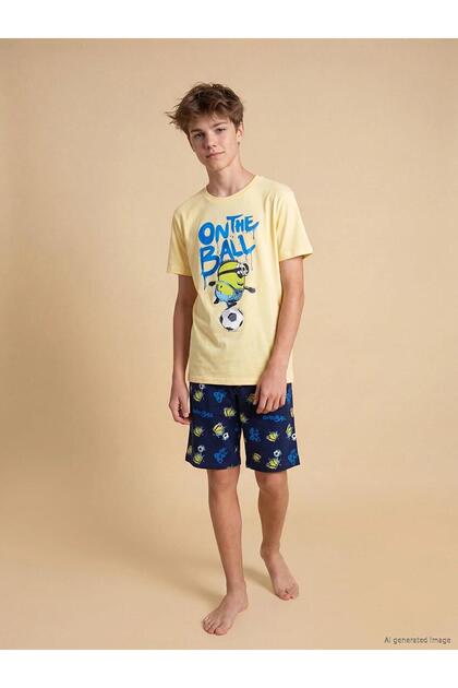 Minions Printed Boys' Shorts Pajama Set (S6)