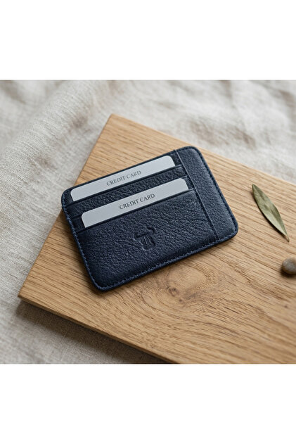 %100 Hakiki Deri Minimalist Tek Parça Ultra İnce Oval Kredi Kartlık ve Cüzdan