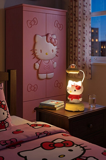 Küp Atölye Hello Kitty Şarjlı Masaüstü Gece Lambası Çocuk Odası