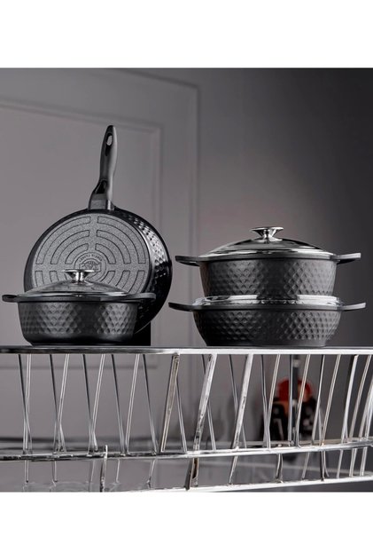 Gourmet Cast 7-Piece Pot Set Black