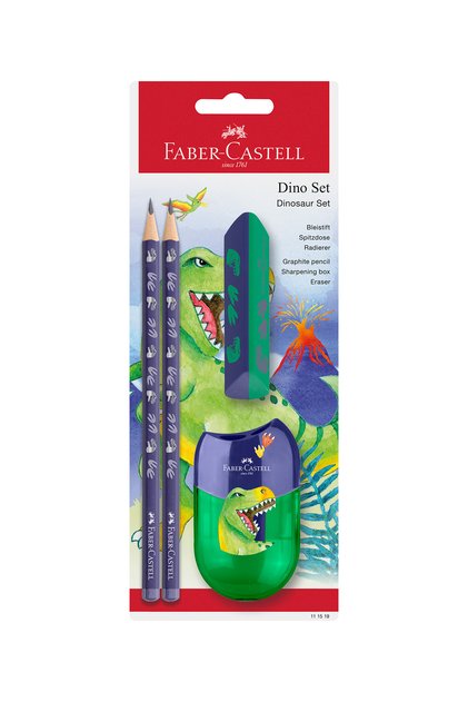 Dino Okul Seti, Kurşun Kalem,silgi,kalemtıraş 3lü set,Ergonomik Üçgen Gövde