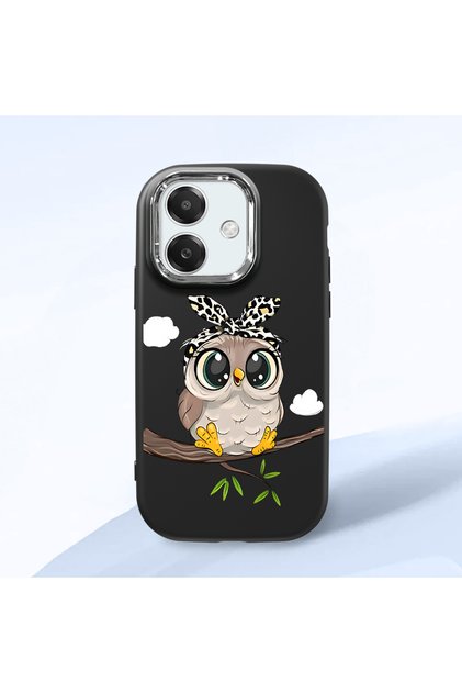 Oppo A3 Compatible Case Camera Protective Black Silicone Couple Phone Case Owl Patterned