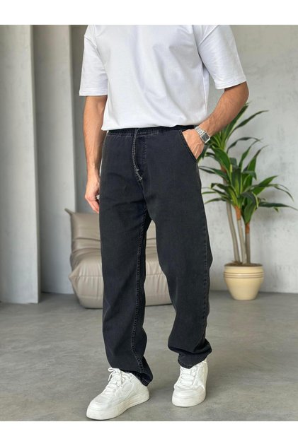 P28512 Smoked Waistband Elastic Baggy Pants