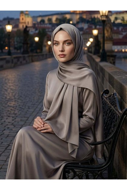 Evening Dress Satin Janjan Shawl Silver | Dazzling Elegance