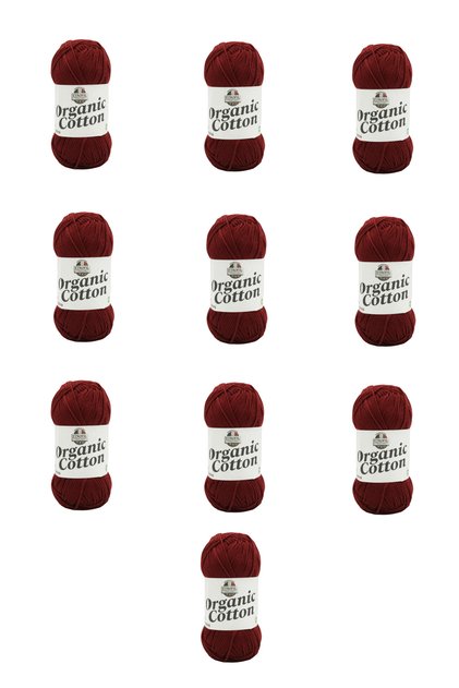10 Pieces of Organic Cotton (72289) Cherry Red 100% Organic Cotton Amigurumi and Baby Knitting Yarn