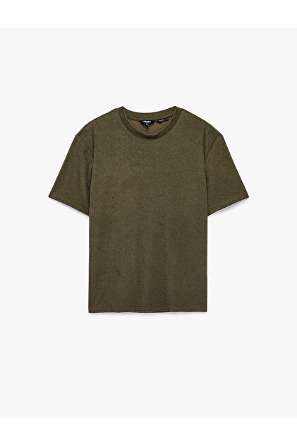Cotton Comfortable Fit Terry Fabric Crew Neck Short Sleeve T-Shirt
