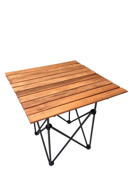 Katlanır Ahşap Tablalı Kamp Masası 70x70 cm Çantalı Sarıçam Taşınabilir Piknik Masası