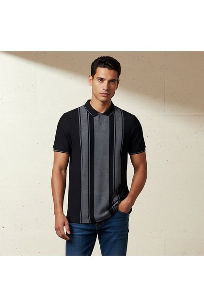 Men Short Sleeves Striped Polo T-shirt