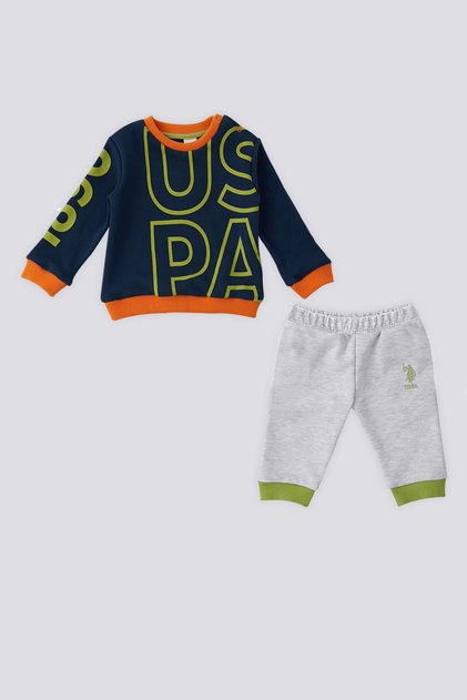 BASE. Polo Assn Dark Indigo Print Detail Baby 2 Piece Set