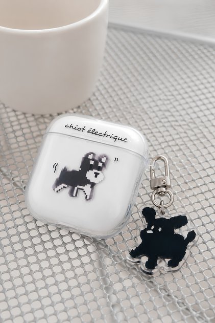 AirPods 4. Nesil Uyumlu Şeffaf Koruyucu Kılıf Pixel Köpek Desenli Figürlü