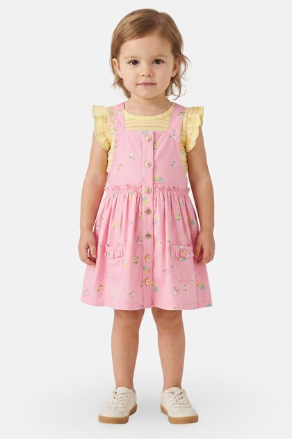 Toddlers Girl 2 Pcs Floral Print Dress And Top Set, Multicolor