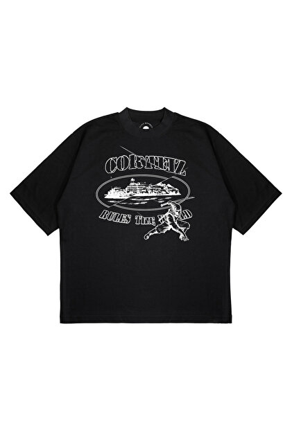 PURE EFFECT Unisex Oversize Chrome Hearts Baskili Baskılı Boxy Fit