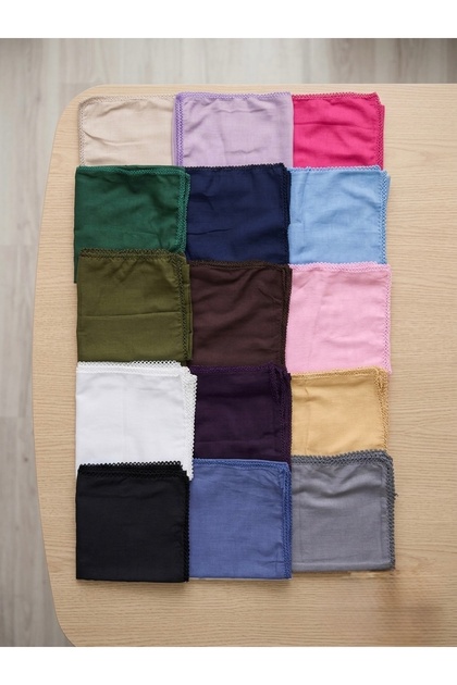 15'li Set Kenarları Oyalı %100 Pamuklu Yazma 100x100cm Eşarp