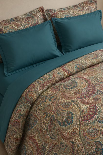 Bordo Etnik Şal Pamuk Tek Kişilik Nevresim Takımı 160x220 + 100x200 4 cm Lastikli Çarşaf + 2 Yastık
