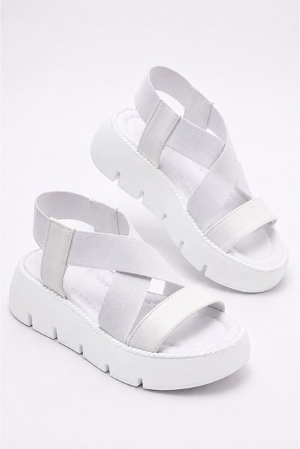 Girl's White Lightweight Elastic Non-Slip Sole Orthopedic Sandals