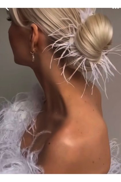 Bridal Hair Clip Ostrich Feather 50 cm Bun Accessory Bride Accessory