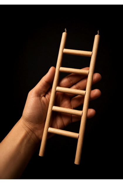 Wooden Bird Ladder 25X8 cm – 5-Step Cage Ladder with Hooks – for Budgie, Cockatiel, and Parakeets