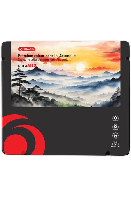 Creioane colorate Aquarelle, mina 3.3mm, set 24 culori, include pensula,