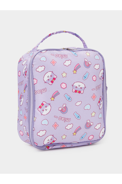 Girls Purple Graphic Print Lunch Bag