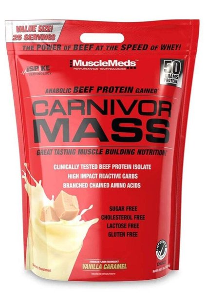 Carnivor Mass 10.3 lbs Bag Beef Protein Mass Gainer Vanilla Caramel