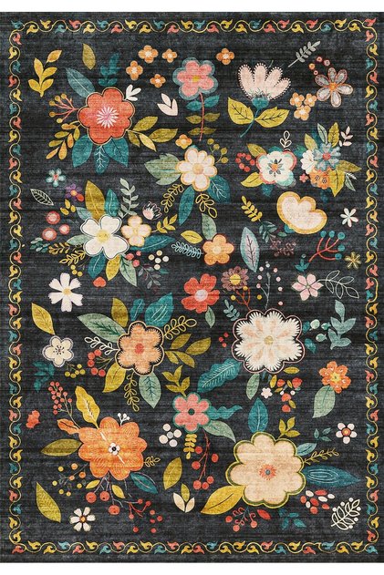 Lavin Washable Woven Base Colorful Living Room Kitchen Balcony Children's Room Living Room Kilim Rug