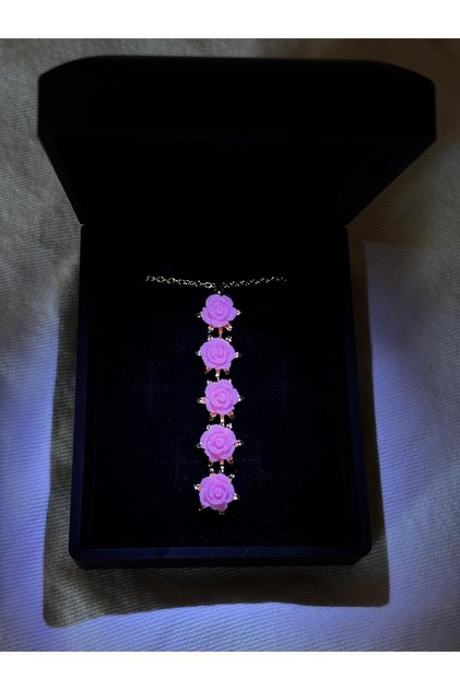 Rose and Steel Necklace in a Special Lighted Box as a Gift for Your Beloved.