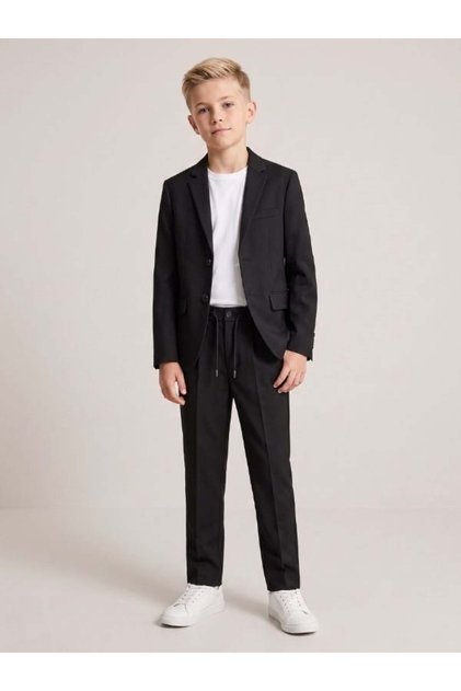 Boy's T-Shirt, Linen Jacket, Belted Trousers, 3-Piece Sports Set (Ages 7-10)