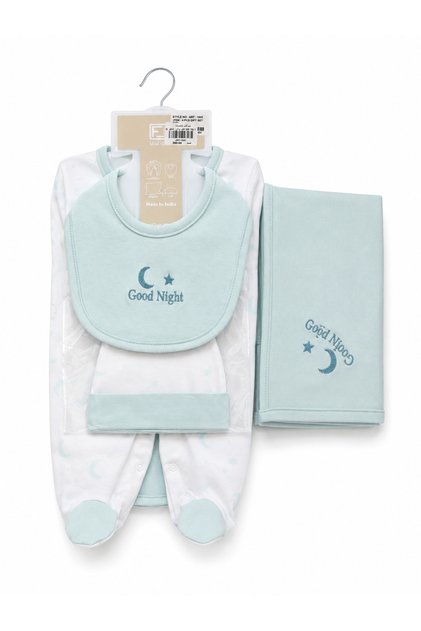 Newborn Baby 4 Pcs Clothes Set with Bib