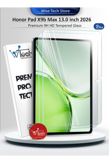 Honor Pad X9b Max 13.0 inch 2026 Premium Series Curved Edges 9h HD Full Cover Tempered Glass 2 Pack - Clear