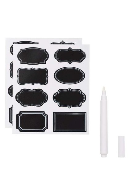 Etichete adezive negre 8 x 4.5 cm cu pix alb - 17 bucăți