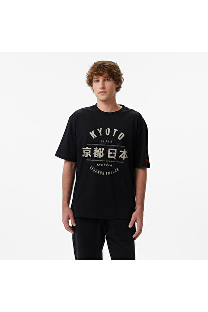 UNITED4 Regular Fit Erkek Siyah T-Shirt