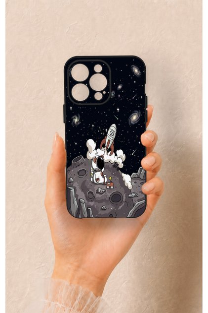 iPhone 13 Pro Max Compatible Space Astronaut Patterned Silicone Case