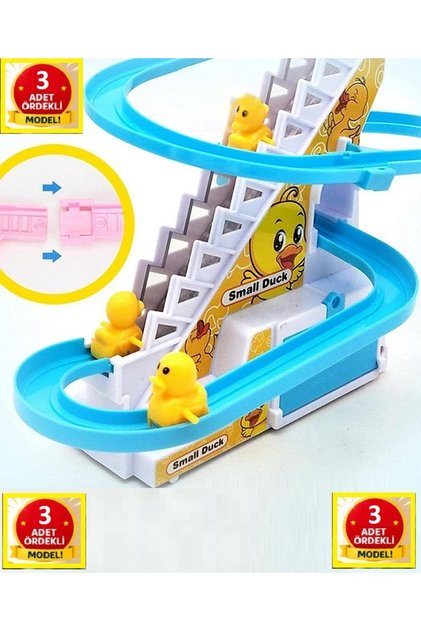 Sarı Civciv 3 Adet Oyuncak Duck Döndolaş Elektronik Merdivenli Ördek Müzikli Işıklı Eğitici Eğlendirici Bebek Oyuncakları 3 civciv