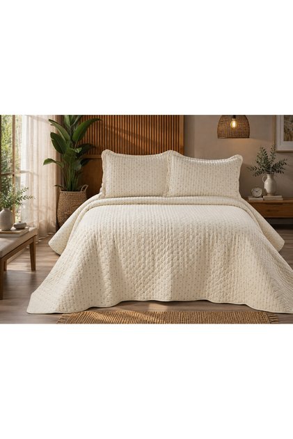 Viona Çift Kişilik Renkli Nakışlı Premium Kadife Yatak Örtüsü Seti 250x260 cm