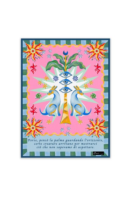 Dolce Far Niente Palmiye Desenli Renkli Pamuklu ve Polyester Mutfak Havlusu 45 x 60 cm