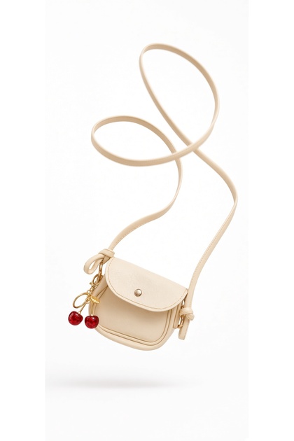 Cherry Charm Gift Crossbody Bag with Knot Detail and Adjustable Strap
