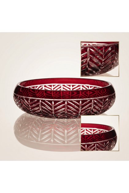 Crystal Cut Handcrafted Premium Glass Bowl - Presentation Bowl 28cm