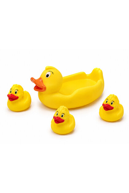 Jucarii pentru Baie Copii, Set 4 Ratuste cu Piuit, Mama si 3 Pui, Jucarii Plutitoare, Cauciuc Moale, +3 An