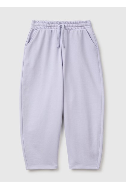 Girl's Lilac Balloon-Cut Waist Drawstring Pocket Sweatpants