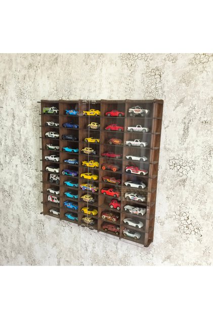 50 Araç Kapasiteli Pleksi Kapaklı Stand ''Ahşap'