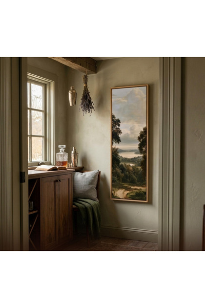 Ahşap Çerçeveli Panoramik Oturma Odası Salon Tablosu