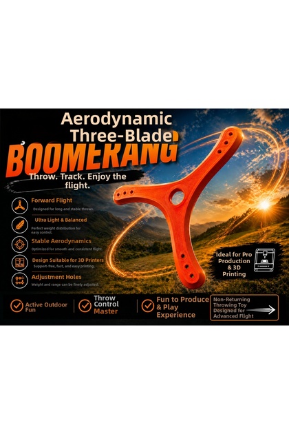 Professional Aerodynamic Boomerang Toy - 3-Wing Outdoor, Beach, and Sports Activity