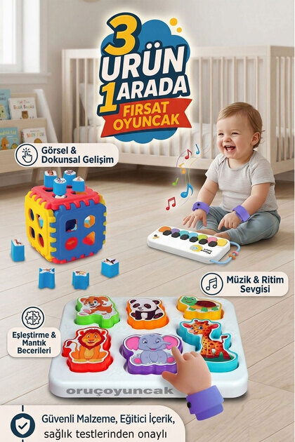 Eğitici Aktivite Oyuncak Müzikal Piano Baby Neşeli Dostlar Bultak set