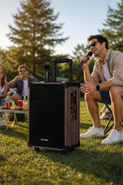 Torima Bluetooth Hoparlör USB TF BT TWS FM Çift Mikrofonlu Parti