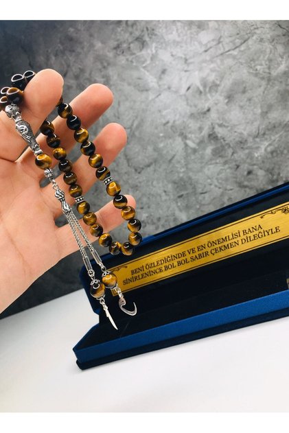 Küre Kesim Kaplan Gözü Doğal Taş Tesbih TE00008
